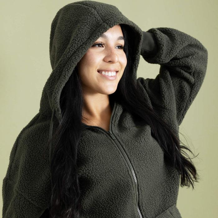 capelli WOMEN'S SHERPA ZIP UP HOODIE Dark Green