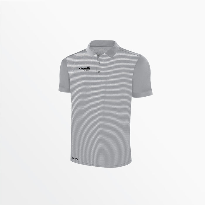 capelli MEN'S CLASSIC SMALL STRIPE POLY POLO Light Grey