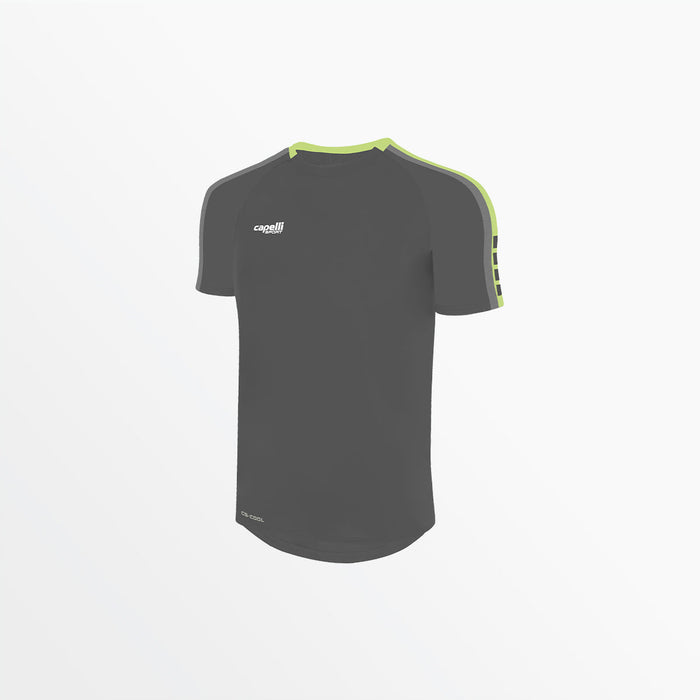 capelli MEN'S MADISON SHORT SLEEVE TRAINING TOP Medium Grey Lime
