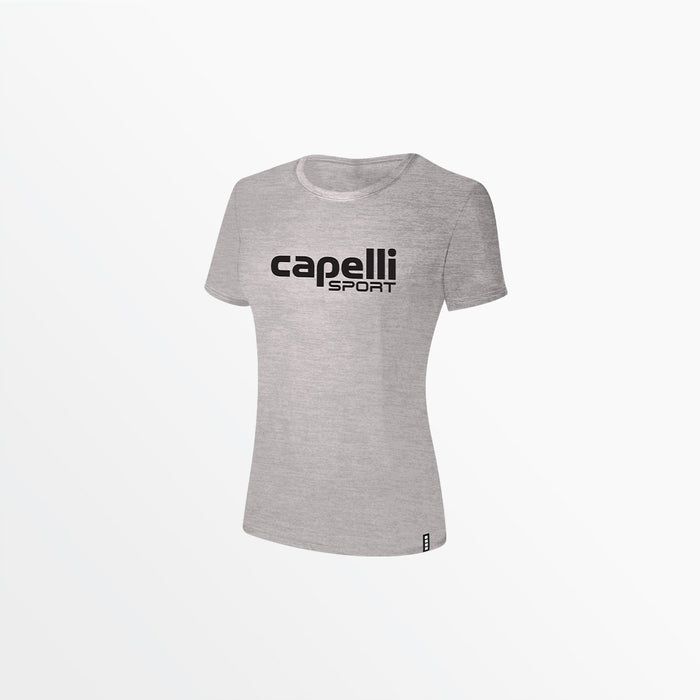capelli WOMEN'S LOGO TEE W OVERSIZED CENTER LOGO Light Heather Grey Black