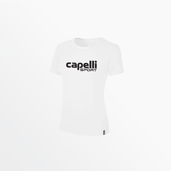 capelli WOMEN'S LOGO TEE W OVERSIZED CENTER LOGO White
