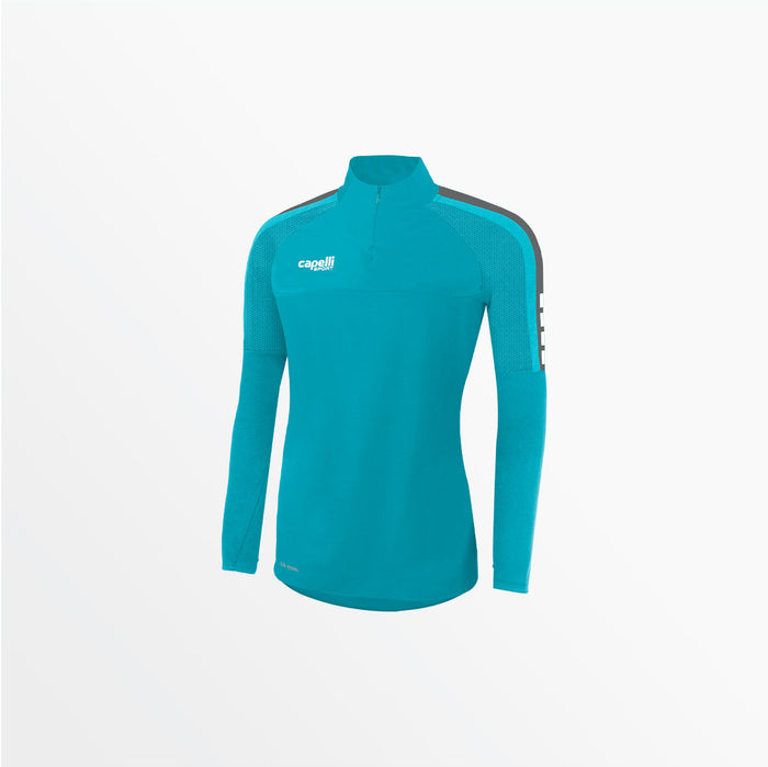 capelli WOMEN'S MADISON 1/4 ZIP TECHNICAL TRAINING TOP Turquoise Medium Grey