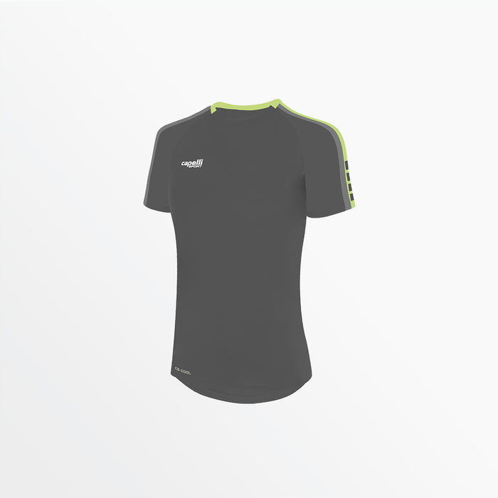 capelli WOMEN'S MADISON SHORT SLEEVE TRAINING TOP Medium Grey Lime