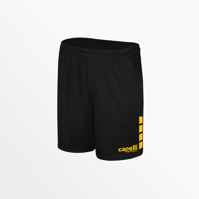 capelli WOMEN'S TEAM MATCH SHORTS WITH 5" INSEAM AND 4-CUBES Black Athletic Gold