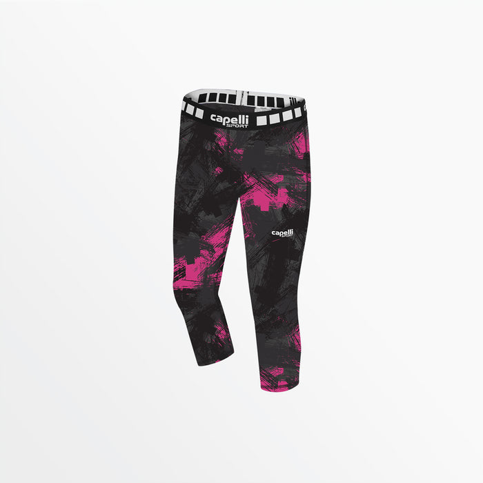 Capelli GIRL'S 3/4 CAMO STROKES PERFORMANCE TIGHTS Pink