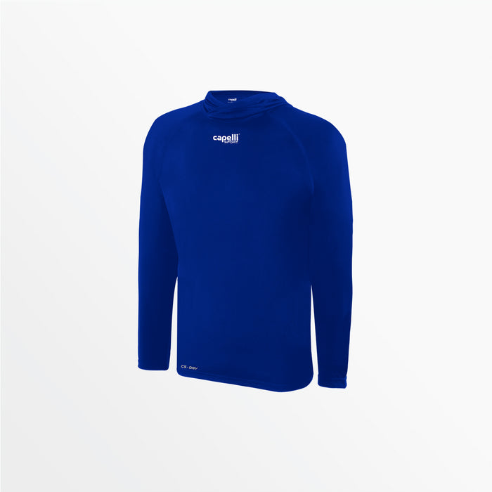 capelli MEN'S CLUB LONG SLEEVE POLY HOODED TEE Royal Blue