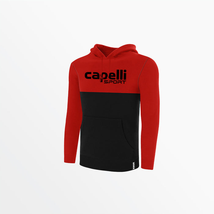capelli MEN'S COLOR BLOCKED FLEECE PULLOVER HOODIE Black Red