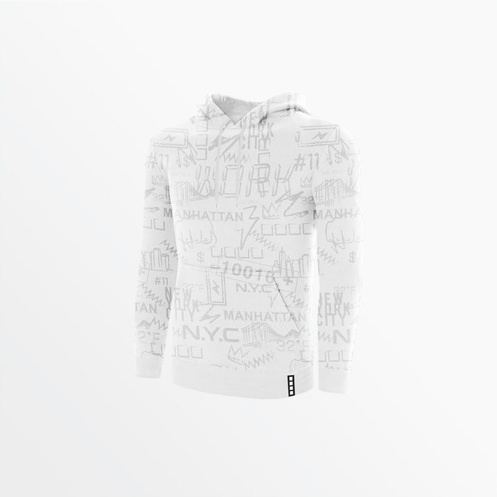 capelli MEN'S FLEECE GRAPHIC PRINT PULLOVER HOODIE White Pale Grey