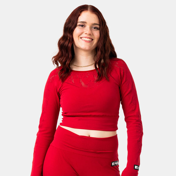 capelli MTV WOMEN'S SPORTY LONG SLEEVE CROP Collegiate Red