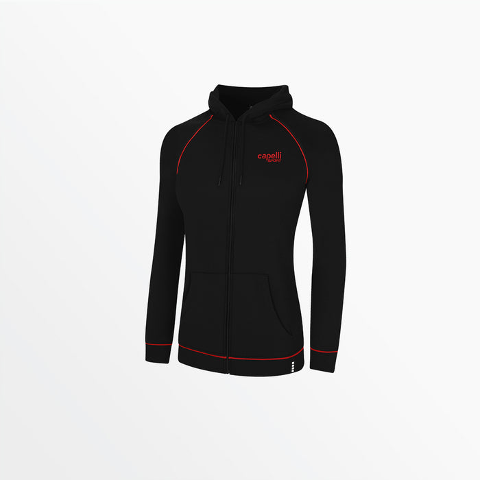 capelli WOMEN'S EMPIRE ZIP HOODIE WITH PIPING Black Red