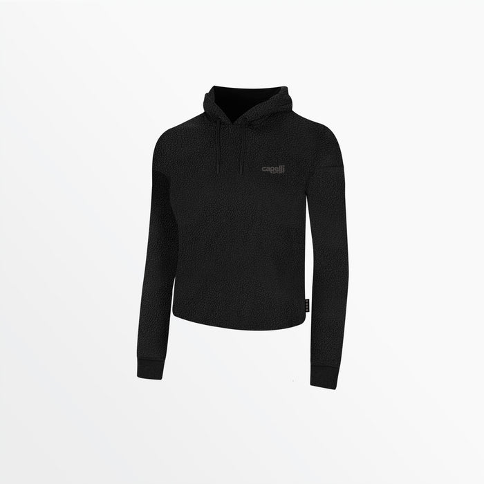 capelli WOMEN'S SHERPA CROPPED PULLOVER HOODIE Black