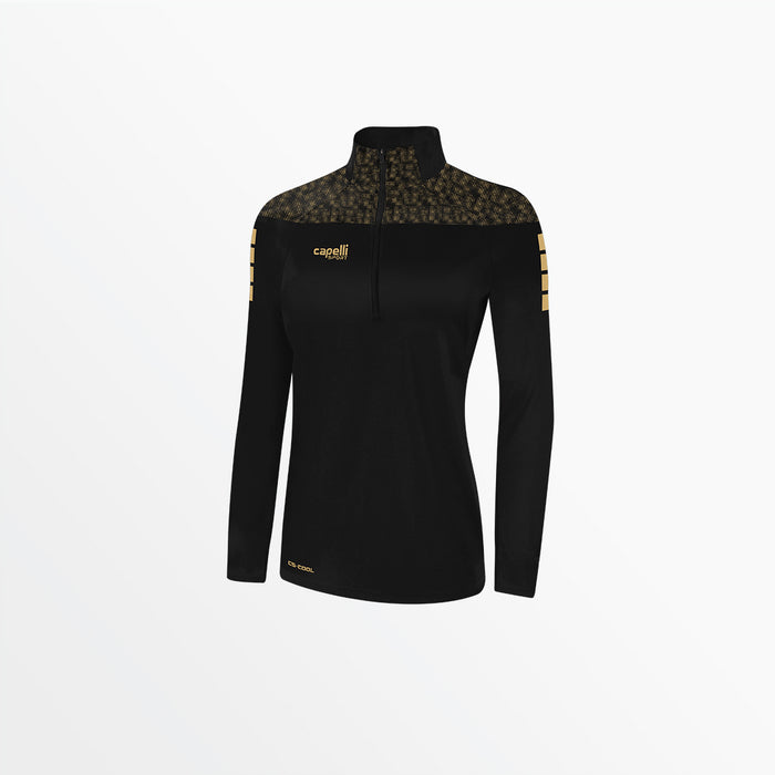 capelli WOMEN'S TRIBECA 1/4 ZIP TRAINING JACKET Black Bright Gold