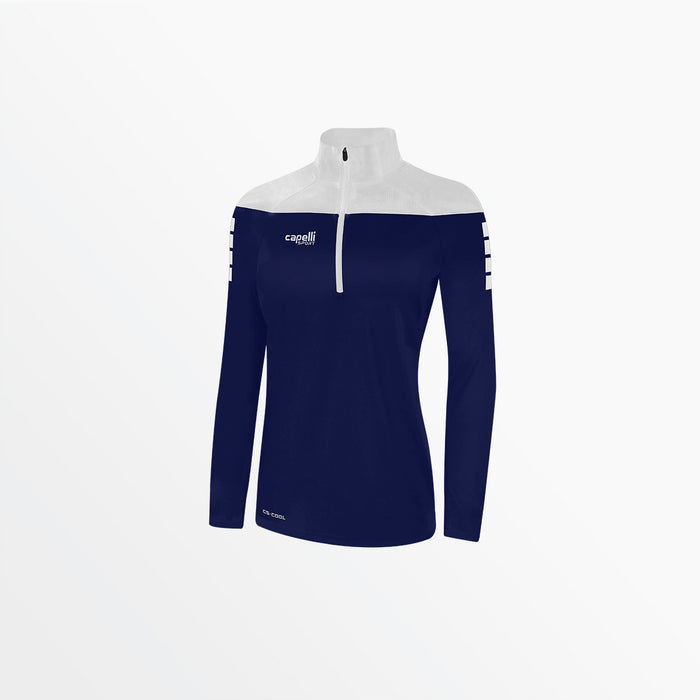 capelli WOMEN'S TRIBECA 1/4 ZIP TRAINING JACKET Navy White